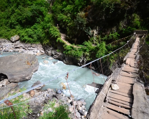 Wodden Bridge On Manaslu Circuit Trekking Route